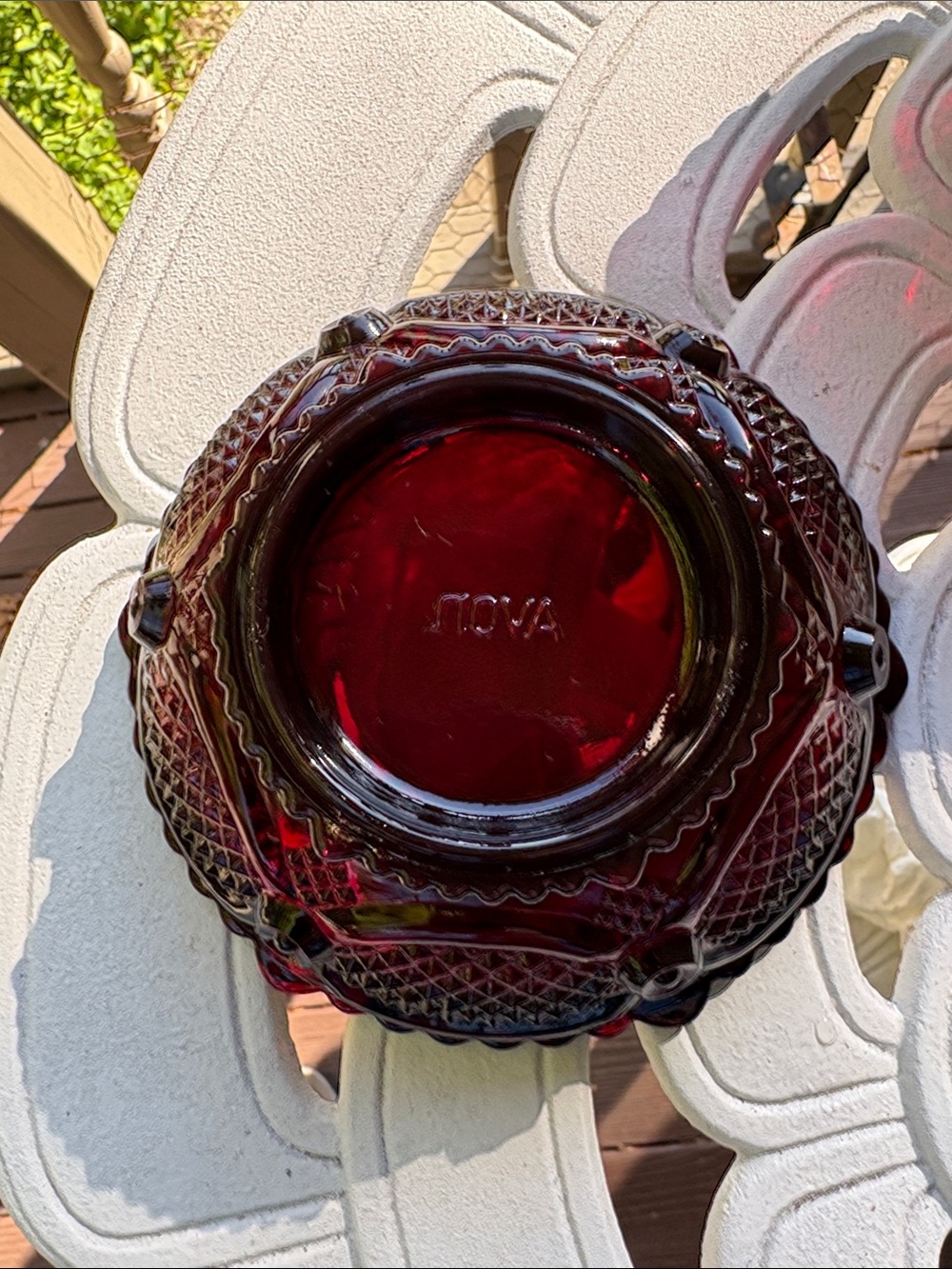 Avon Deep Ruby Red Cape Cod Pressed Glass Dessert Bowls - 3 available. - Picture 4 of 5
